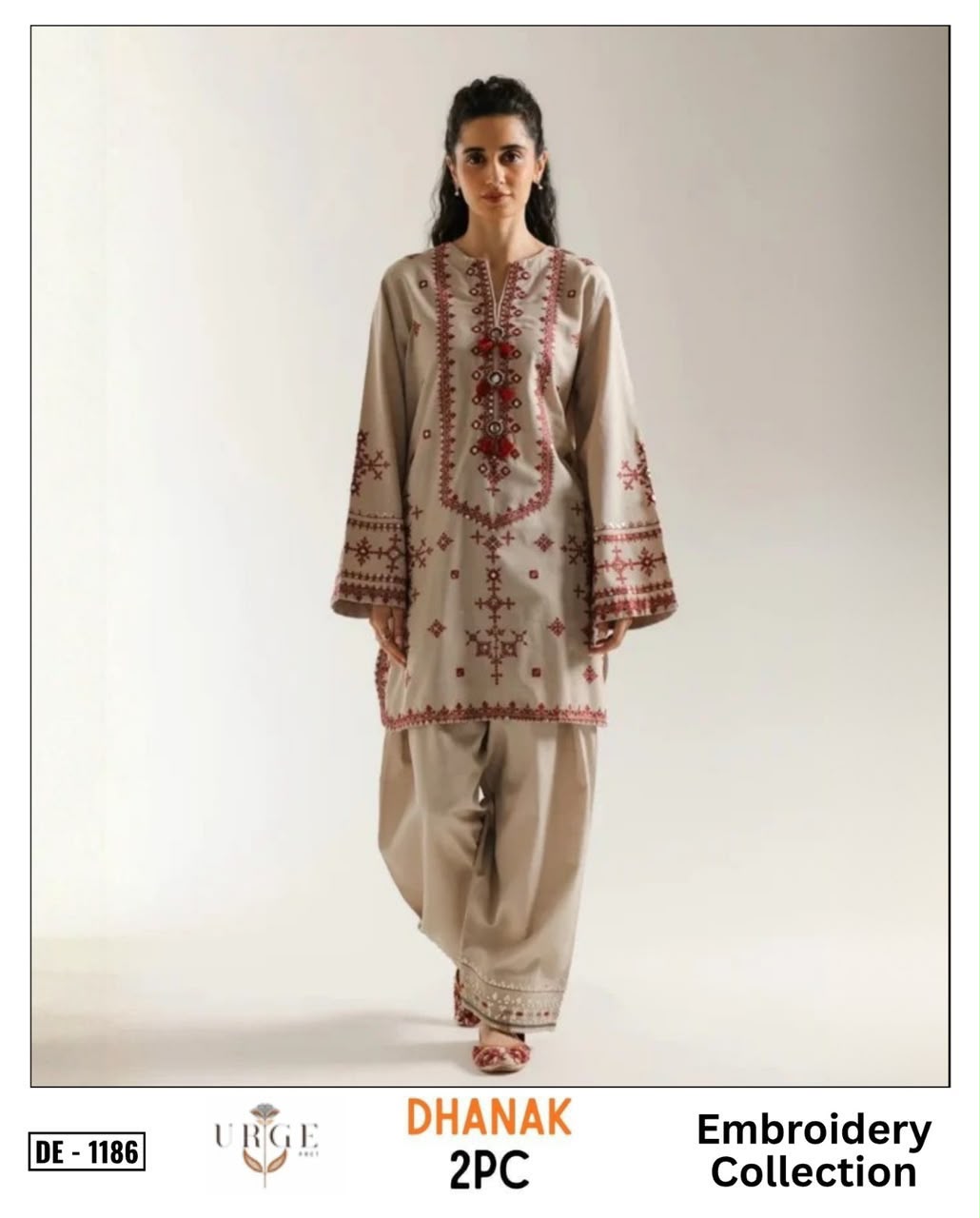 Dhanak embroidered luxury unstitched 2pc suit